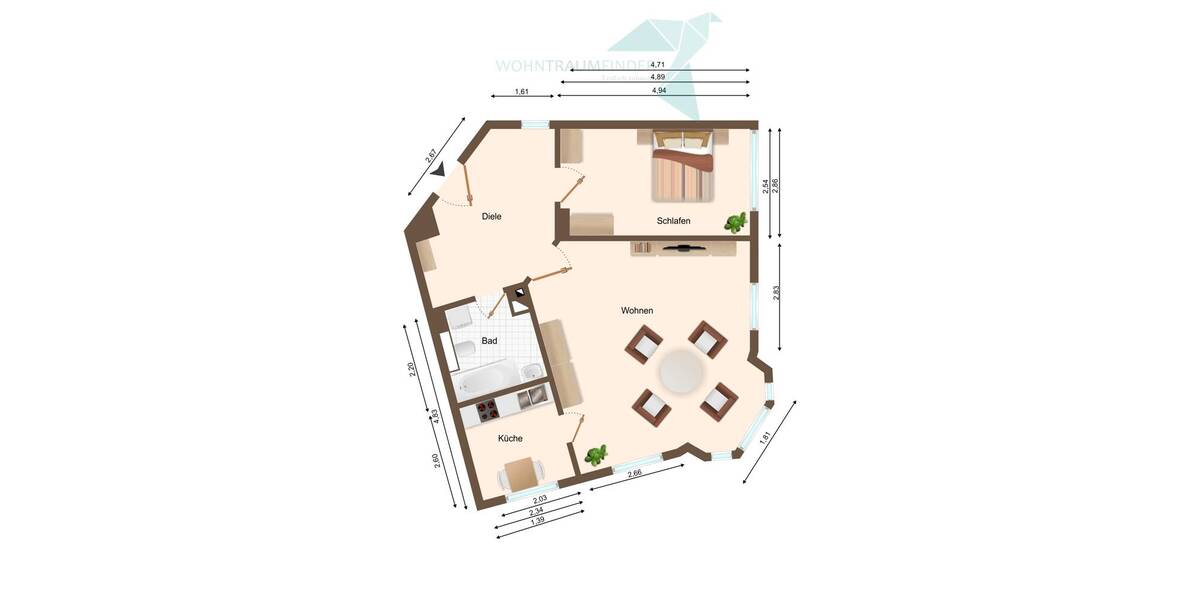 Etagenwohnung Zwickau Innenstadt - 2 Zimmer, 62 m&sup2;, 389&euro; | Angebot:25836168