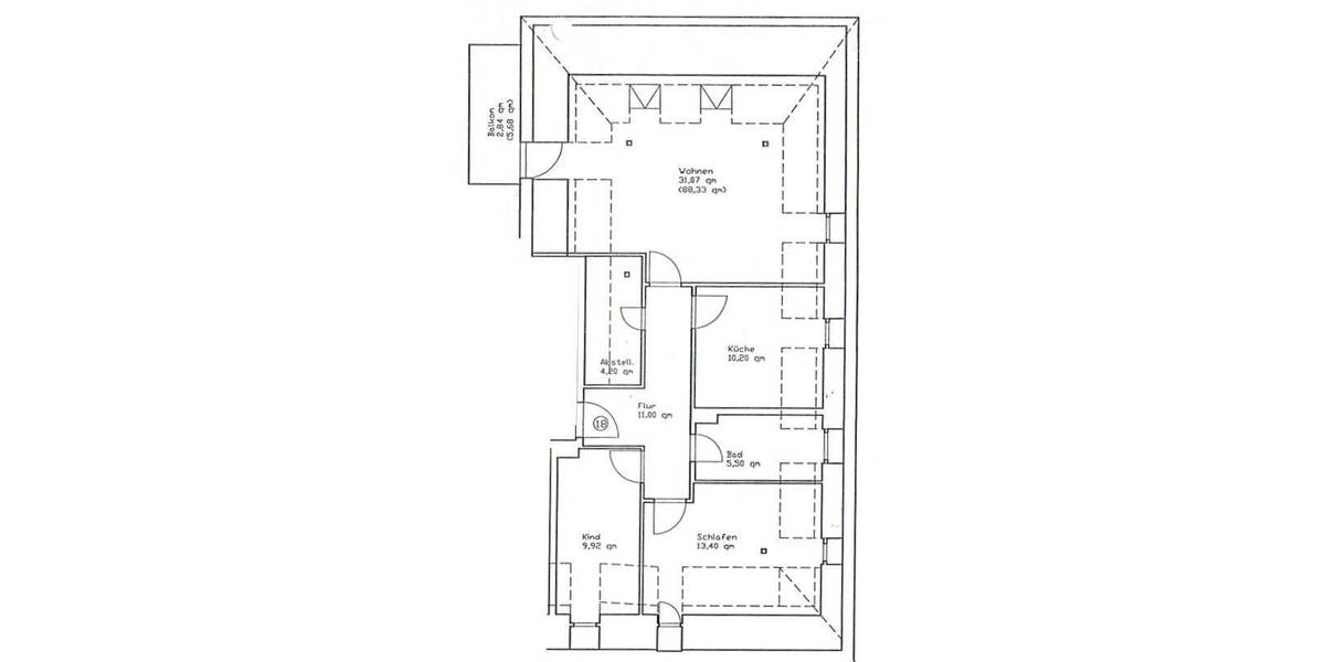Etagenwohnung Zwickau Innenstadt - 3 Zimmer, 88 m&sup2;, 550&euro; | Angebot:25670162