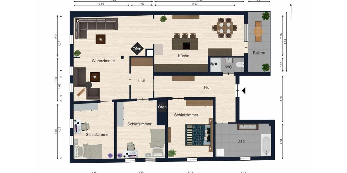 Etagenwohnung Zwickau - 4 Zimmer, 122 m&sup2;, 970&euro; | Angebot:25917458