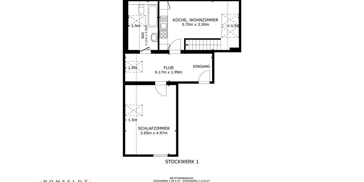 Dachgeschoßwohnung Waldenburg - 2 Zimmer, 62 m&sup2;, 320&euro; | Angebot:25230887
