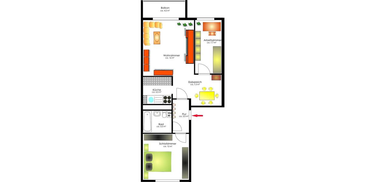 Etagenwohnung Hohenstein-Ernstthal Ernstthal - 3 Zimmer, 56 m&sup2;, 325&euro; | Angebot:25257521