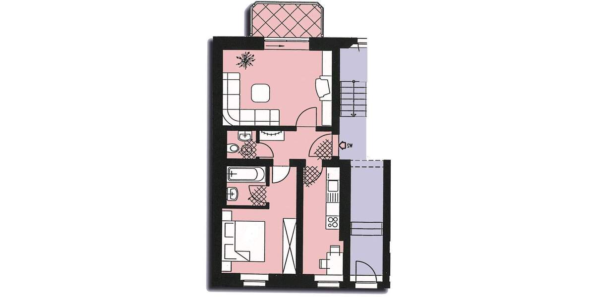 Etagenwohnung Zwickau Marienthal - 2 Zimmer, 46 m&sup2;, 56.000&euro; | Angebot:25707548