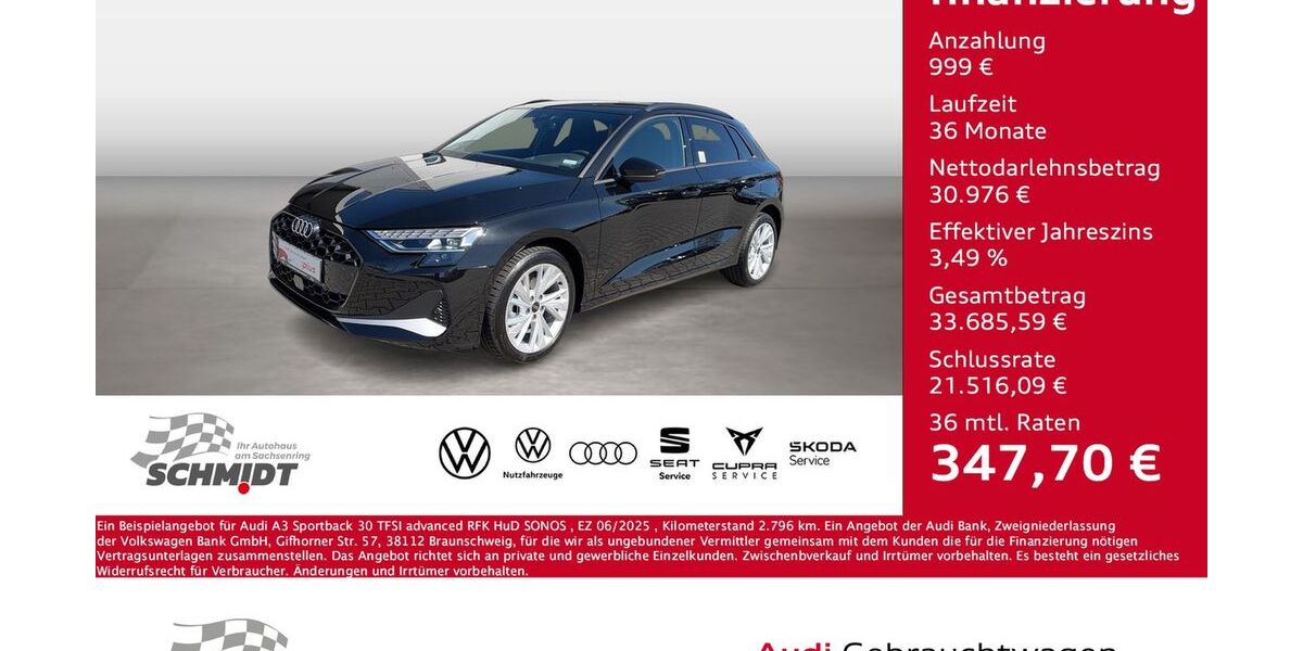 Audi A3 2.796 km 31.975 &euro; Bernsdorf 09337