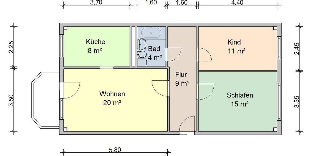 Etagenwohnung Zwickau Eckersbach - 3 Zimmer, 69 m&sup2;, 414&euro; | Angebot:25676713