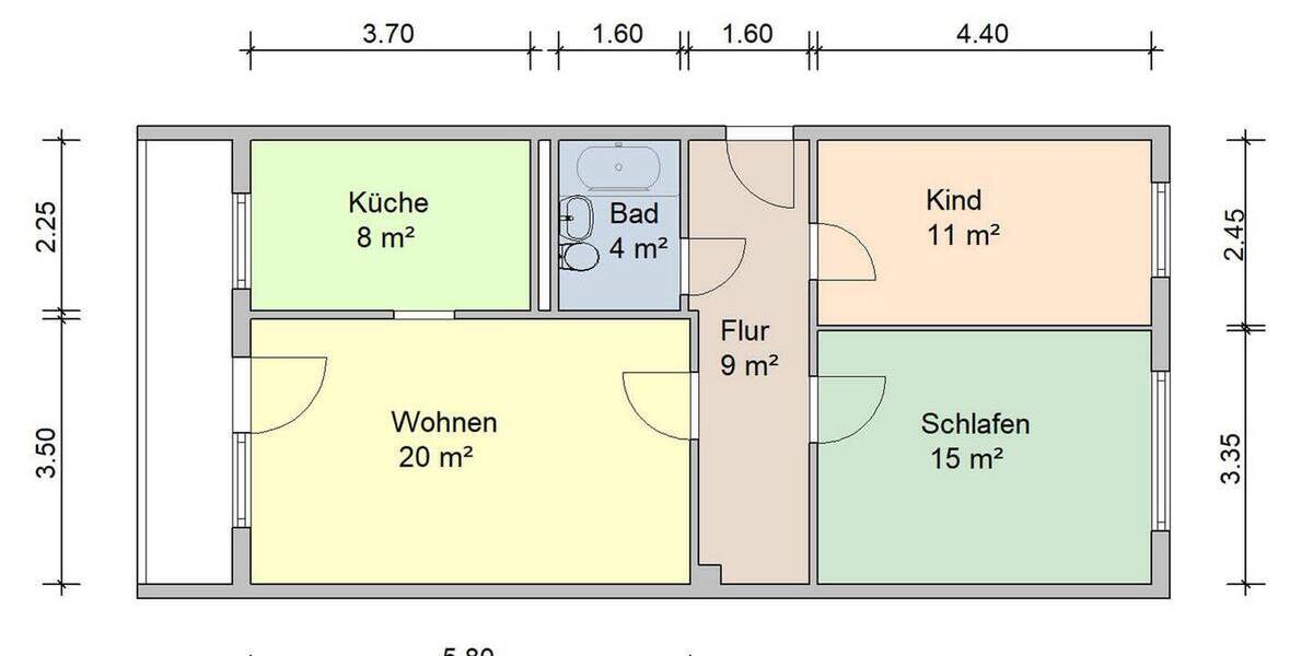 Etagenwohnung Zwickau Eckersbach - 3 Zimmer, 71 m&sup2;, 412&euro; | Angebot:25771300