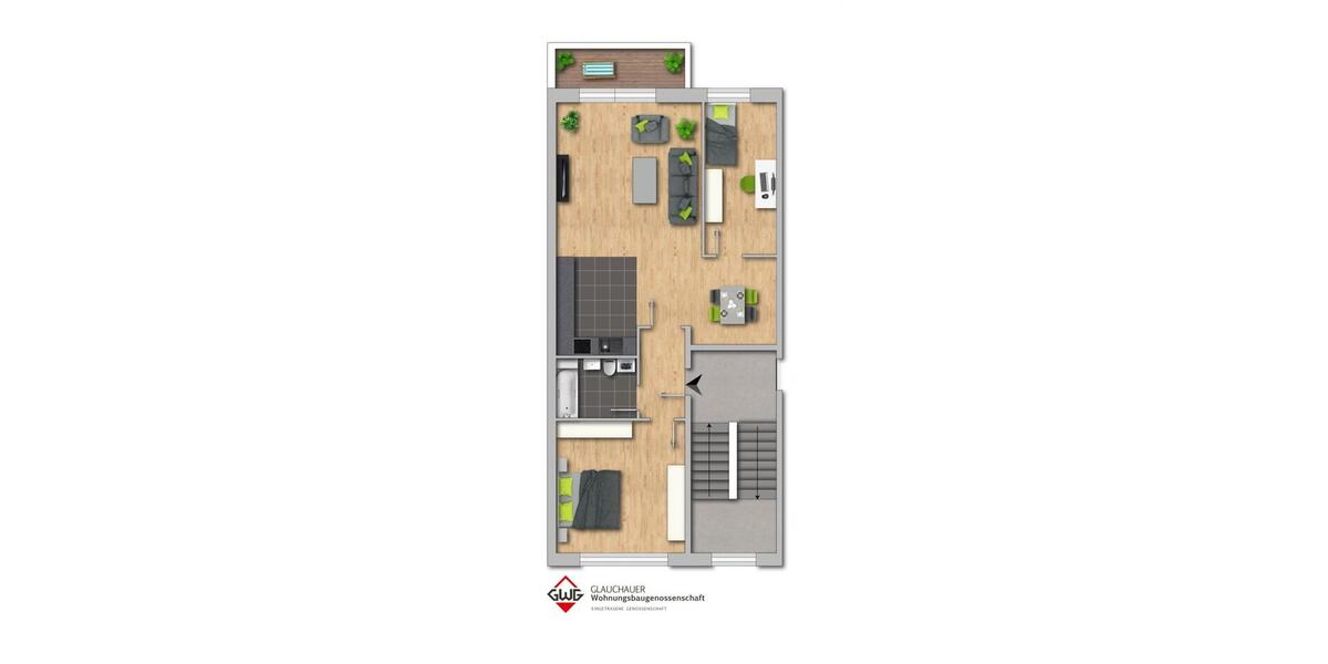 Etagenwohnung Glauchau - 3 Zimmer, 55 m&sup2;, 350&euro; | Angebot:25591471