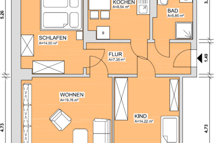Wohnung Werdau - 3 Zimmer, 71 m&sup2;, 392&euro; | Angebot:25988779