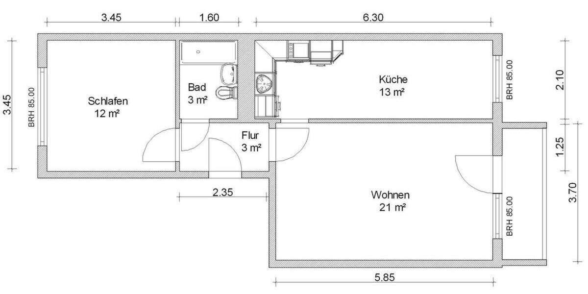 Etagenwohnung Zwickau Eckersbach - 2 Zimmer, 55 m&sup2;, 330&euro; | Angebot:25668573