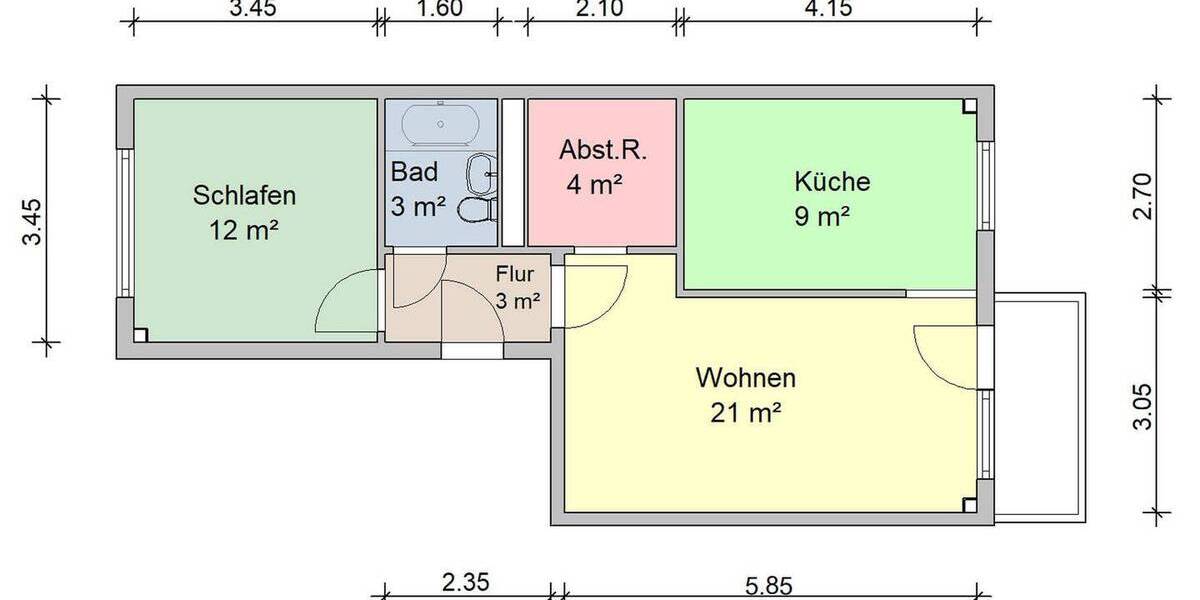 Etagenwohnung Zwickau Eckersbach - 2 Zimmer, 55 m&sup2;, 330&euro; | Angebot:25676710