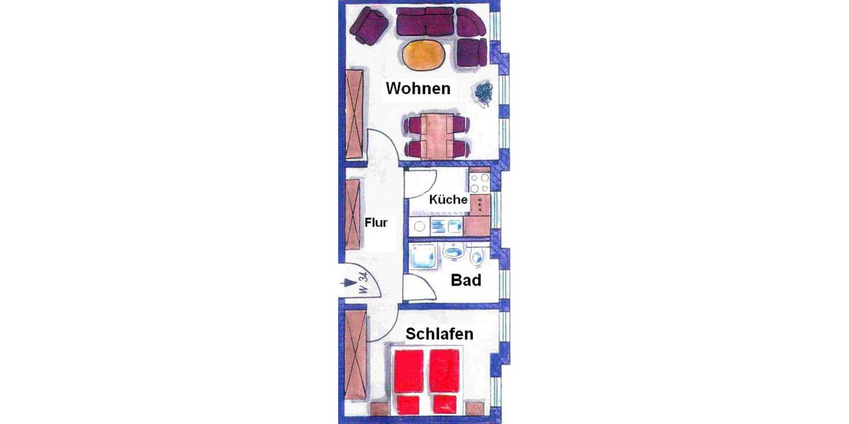 Etagenwohnung Zwickau - 2 Zimmer, 48 m&sup2;, 295&euro; | Angebot:25872493
