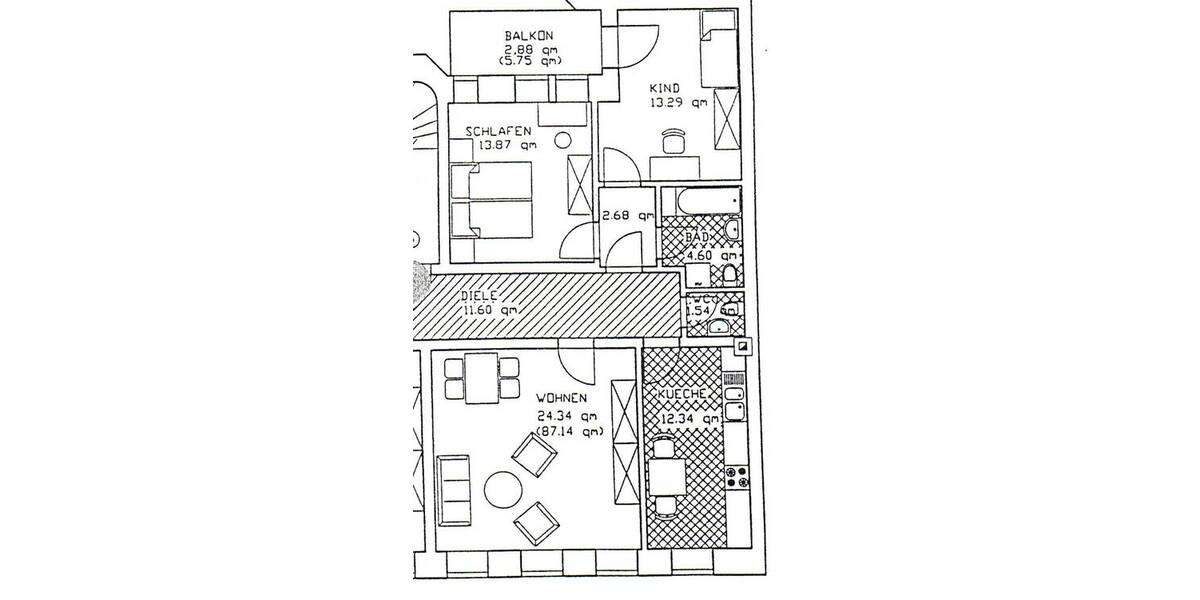 Etagenwohnung Zwickau Bahnhofsvorstadt - 3 Zimmer, 86 m&sup2;, 520&euro; | Angebot:25771742