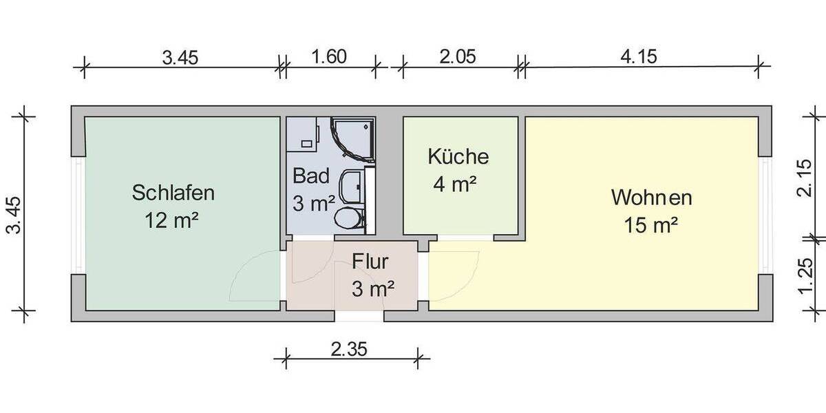 Etagenwohnung Zwickau Eckersbach - 2 Zimmer, 40 m&sup2;, 280&euro; | Angebot:25676730