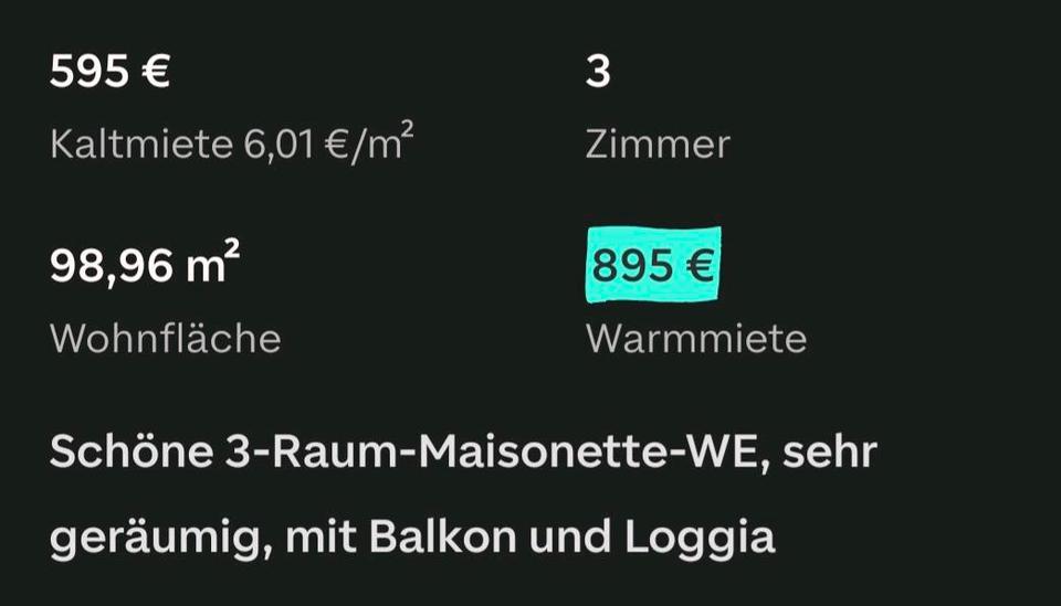 Maisonettenwohnung Zwickau Zwickau-Nord - 3 Zimmer, 99 m&sup2;, 895&euro; | Angebot:25566028
