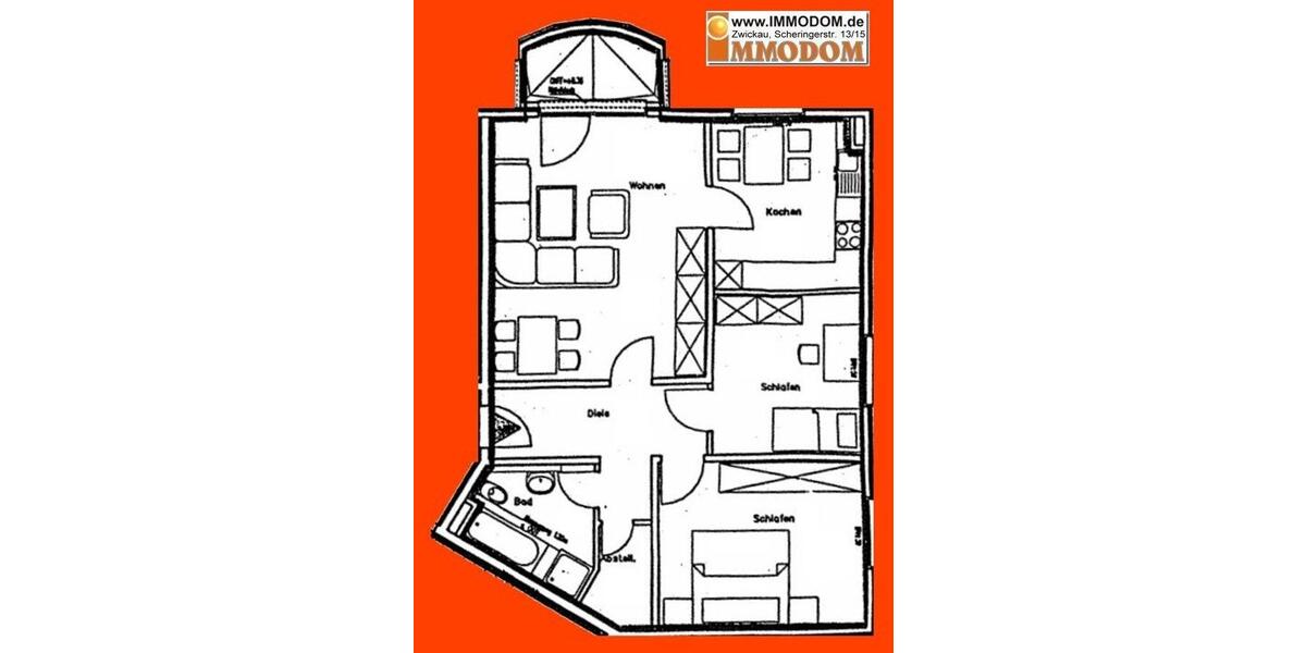 Etagenwohnung Zwickau Neuplanitz - 3 Zimmer, 81 m&sup2;, 540&euro; | Angebot:25414645