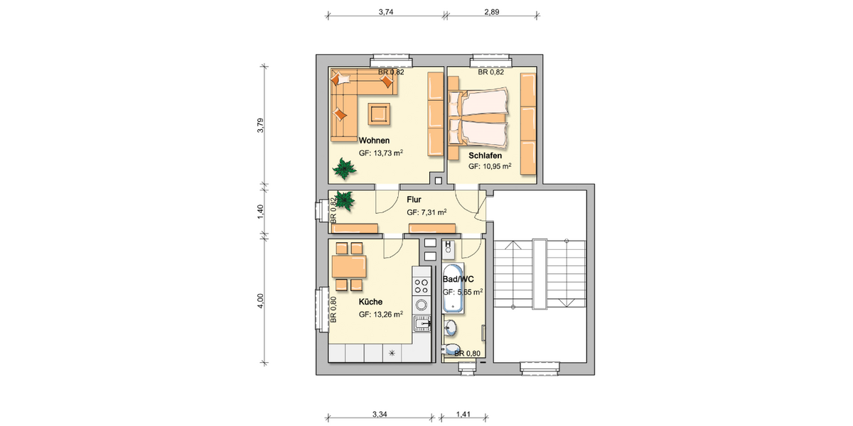 Etagenwohnung Werdau Werdau, Stadt - 2 Zimmer, 50 m&sup2;, 300&euro; | Angebot:25988782