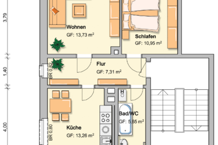 Wohnung Werdau Werdau, Stadt - 2 Zimmer, 50 m&sup2;, 300&euro; | Angebot:25988782