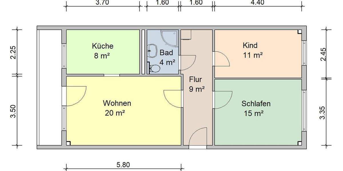 Etagenwohnung Zwickau Eckersbach - 3 Zimmer, 71 m&sup2;, 412&euro; | Angebot:25733941