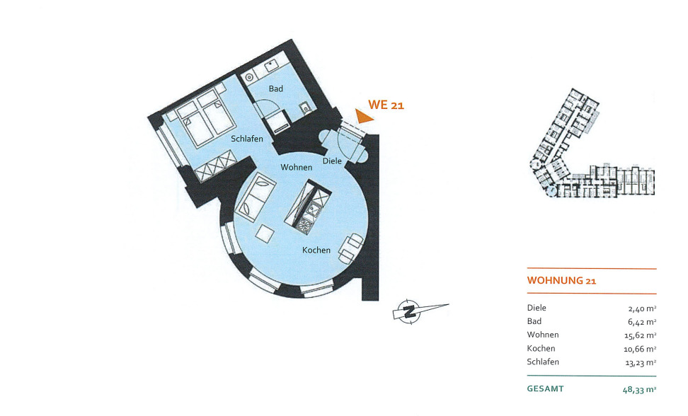 Etagenwohnung Zwickau Innenstadt - 2 Zimmer, 48 m&sup2;, 387&euro; | Angebot:25689598