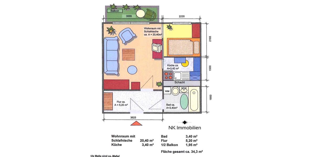 Etagenwohnung Limbach-Oberfrohna Oberfrohna - 1 Zimmer, 34 m&sup2;, 220&euro; | Angebot:26681042