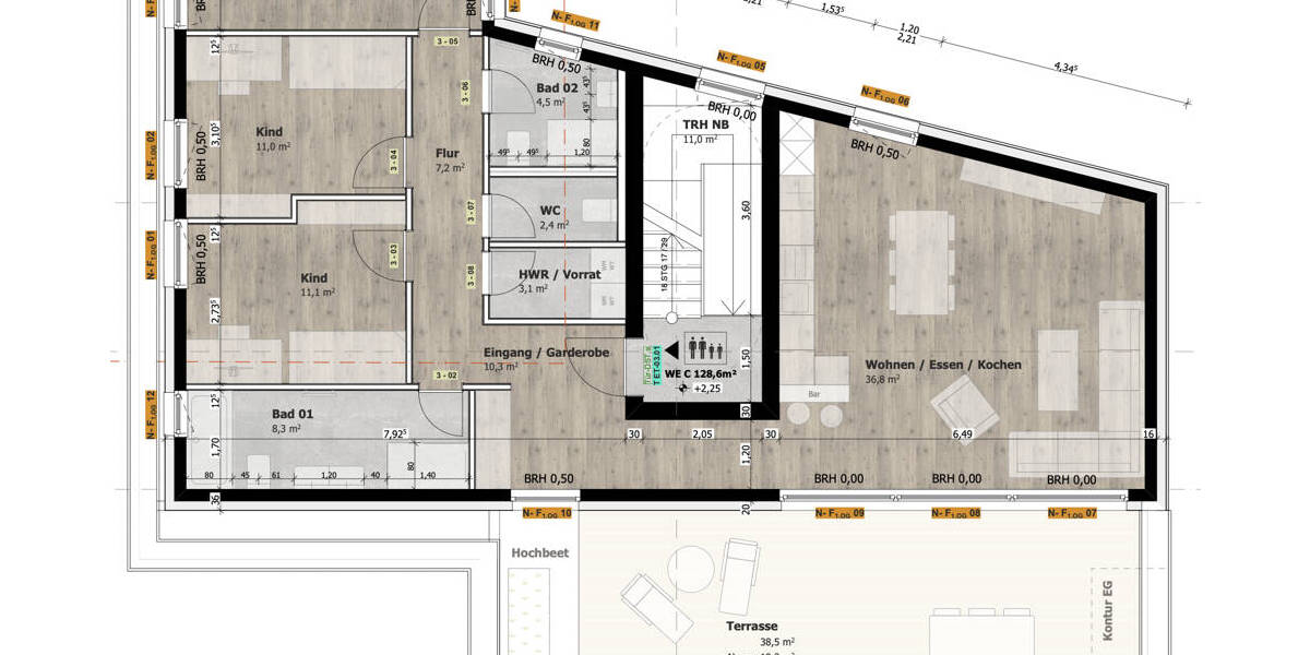 Etagenwohnung Limbach-Oberfrohna Oberfrohna - 4 Zimmer, 128 m&sup2;, 1.480&euro; | Angebot:26595128