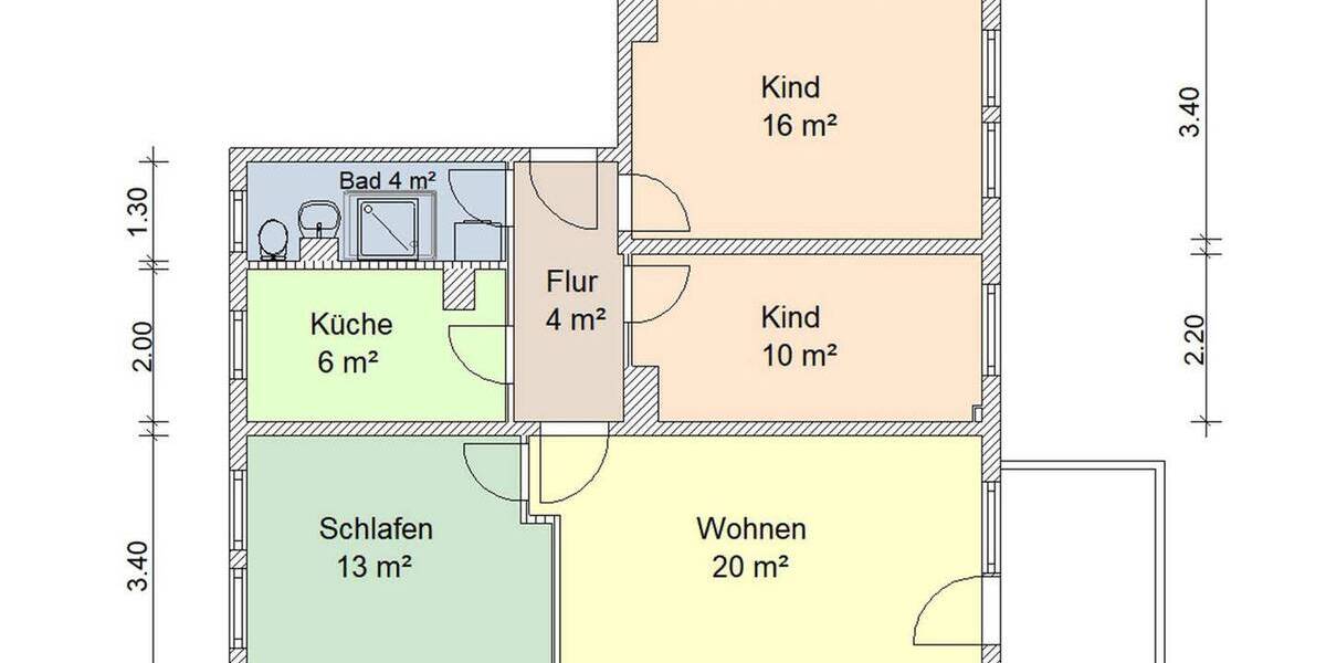 Etagenwohnung Zwickau Eckersbach - 4 Zimmer, 75 m&sup2;, 525&euro; | Angebot:25771304