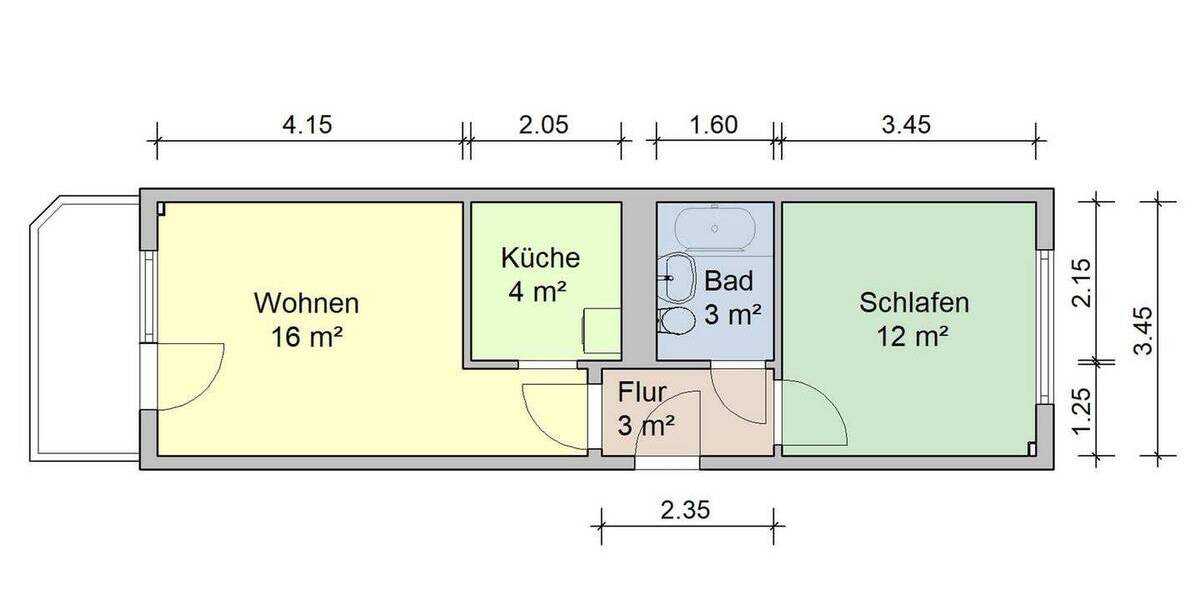 Etagenwohnung Zwickau Eckersbach - 2 Zimmer, 42 m&sup2;, 294&euro; | Angebot:25668566