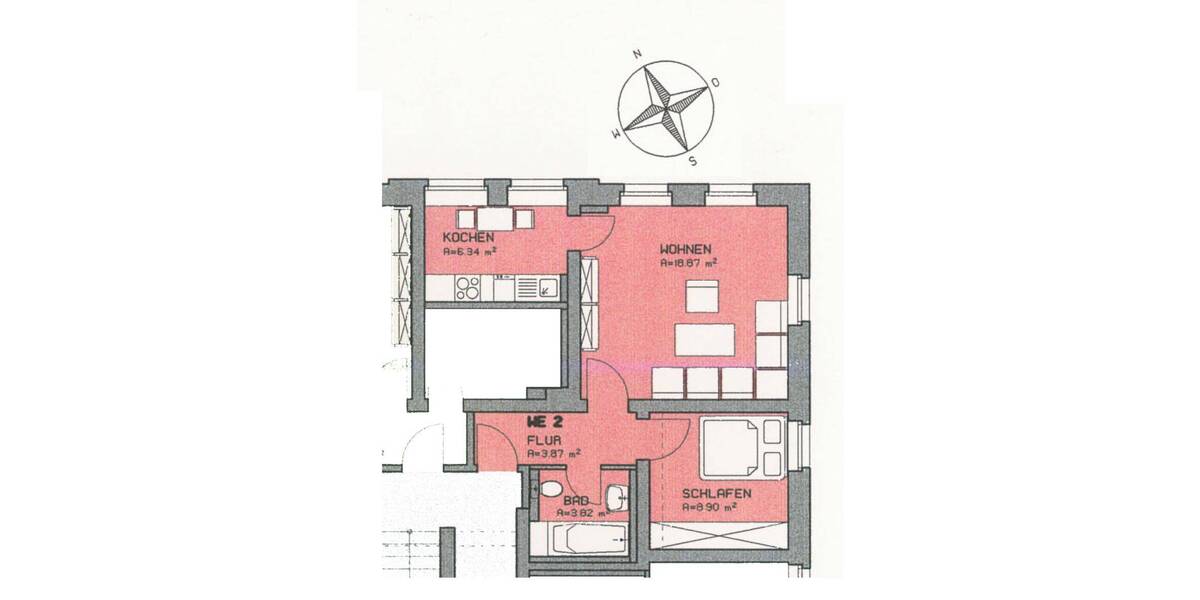 Etagenwohnung Kirchberg Burkersdorf - 2 Zimmer, 41 m&sup2;, 34.000&euro; | Angebot:25707505