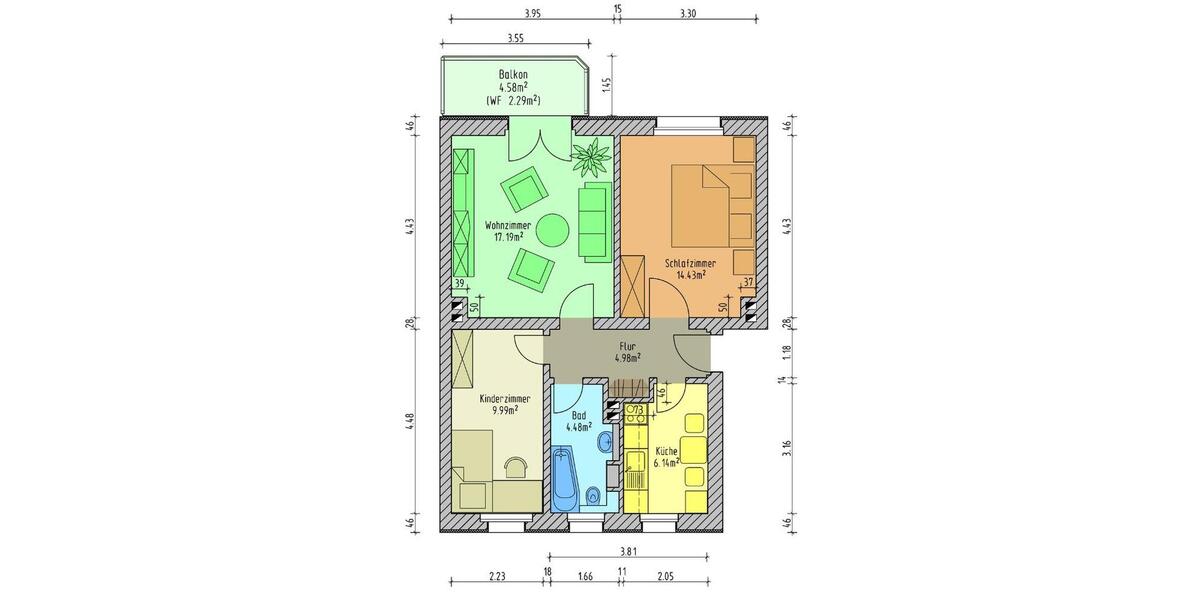 Etagenwohnung Wilkau-Haßlau Haßlau - 3 Zimmer, 61 m&sup2;, 399&euro; | Angebot:25375173