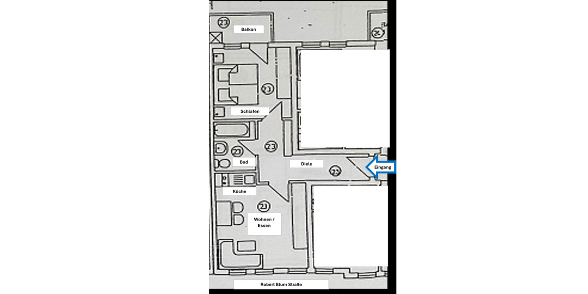 Etagenwohnung Zwickau - 2 Zimmer, 43 m&sup2;, 220&euro; | Angebot:25751823