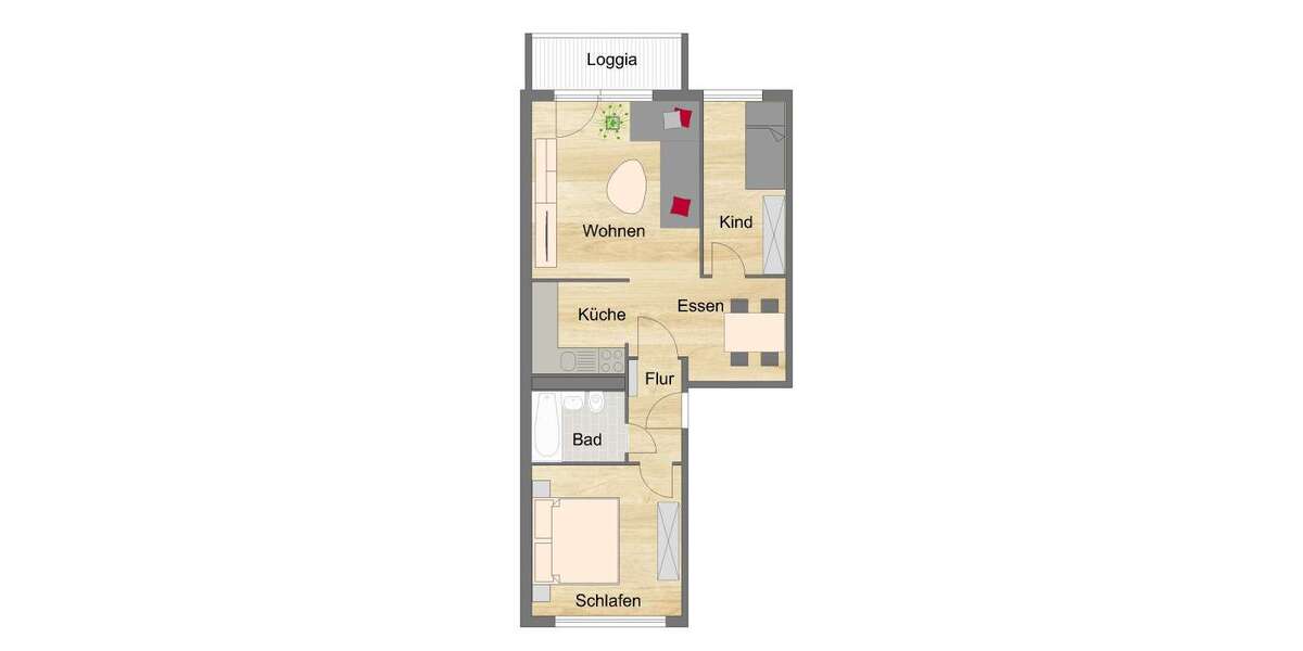 Etagenwohnung Zwickau Neuplanitz - 3 Zimmer, 57 m&sup2;, 371&euro; | Angebot:26030510