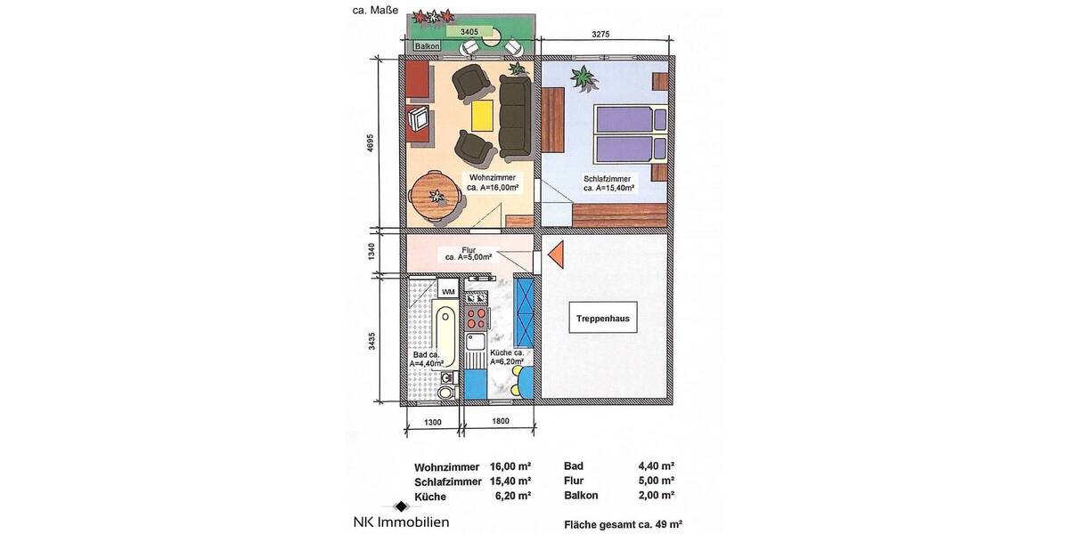 Etagenwohnung Limbach-Oberfrohna Oberfrohna - 2 Zimmer, 49 m&sup2;, 34.300&euro; | Angebot:25740103