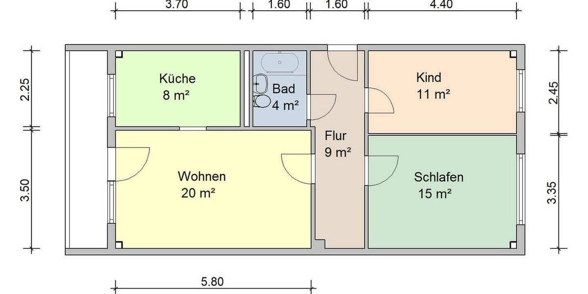 Etagenwohnung Zwickau Eckersbach - 3 Zimmer, 71 m&sup2;, 426&euro; | Angebot:25668559