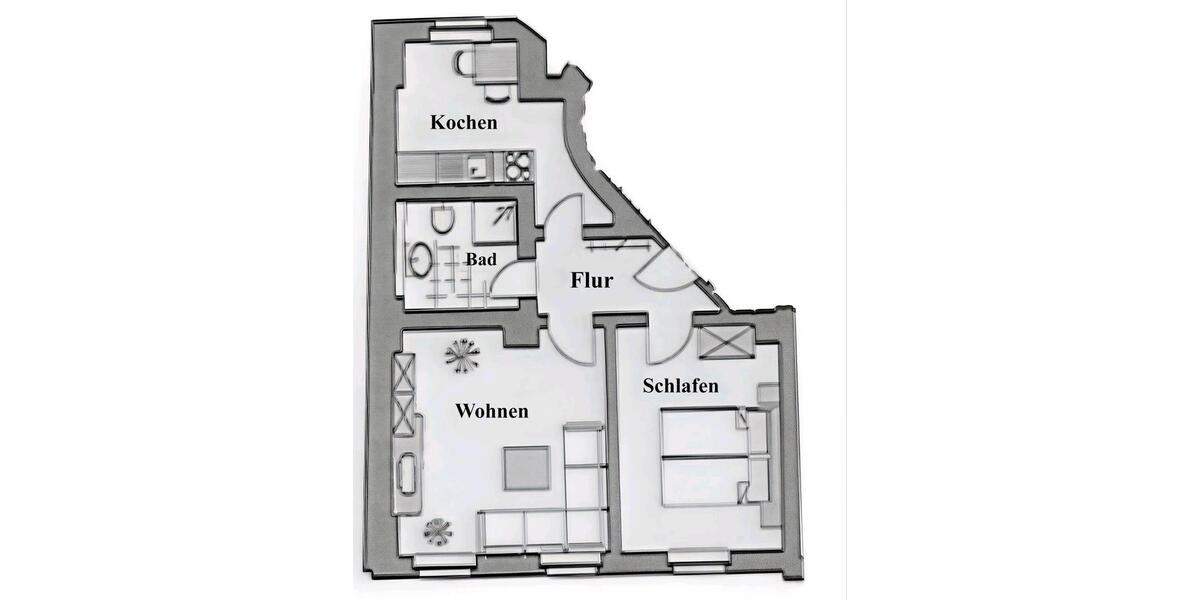 Etagenwohnung Zwickau - 2 Zimmer, 45 m&sup2;, 225&euro; | Angebot:25934615