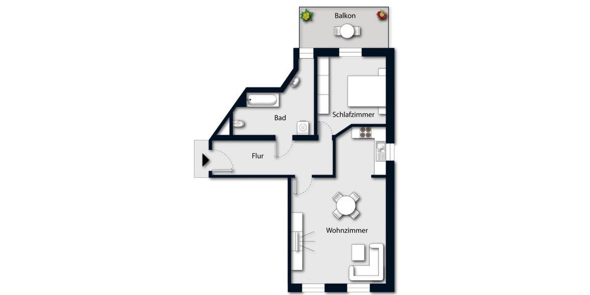 Hochparterre Limbach-Oberfrohna Oberfrohna - 2 Zimmer, 51 m&sup2;, 362&euro; | Angebot:25923559