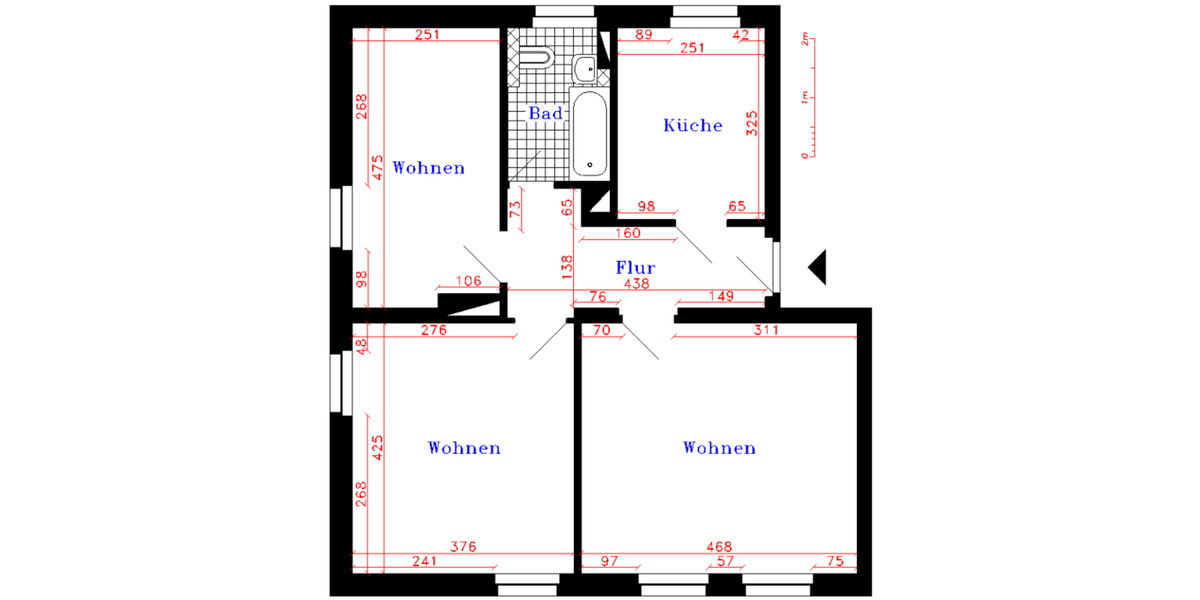 Erdgeschoßwohnung Penig - 3 Zimmer, 66 m&sup2;, 443&euro; | Angebot:25418296