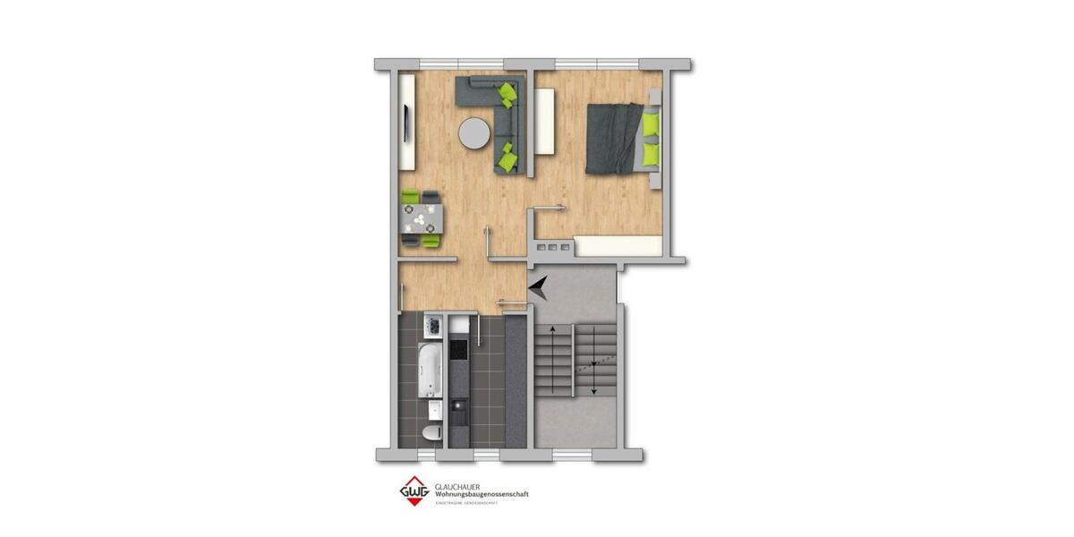 Etagenwohnung Glauchau - 2 Zimmer, 46 m&sup2;, 275&euro; | Angebot:25892667