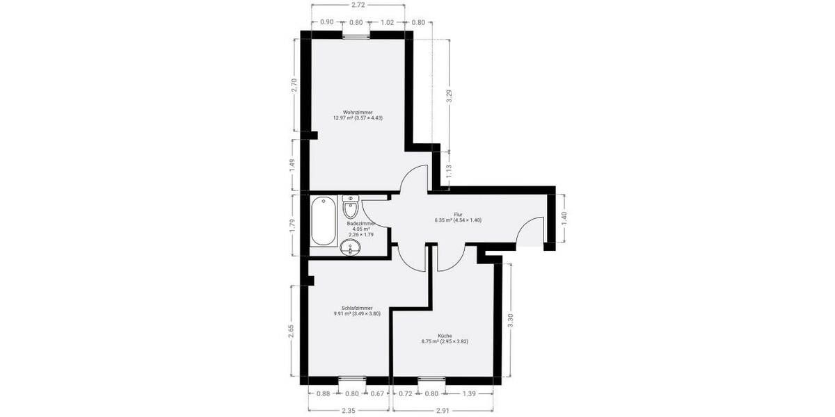 Etagenwohnung Zwickau Crossen - 2 Zimmer, 40 m&sup2;, 270&euro; | Angebot:25670158