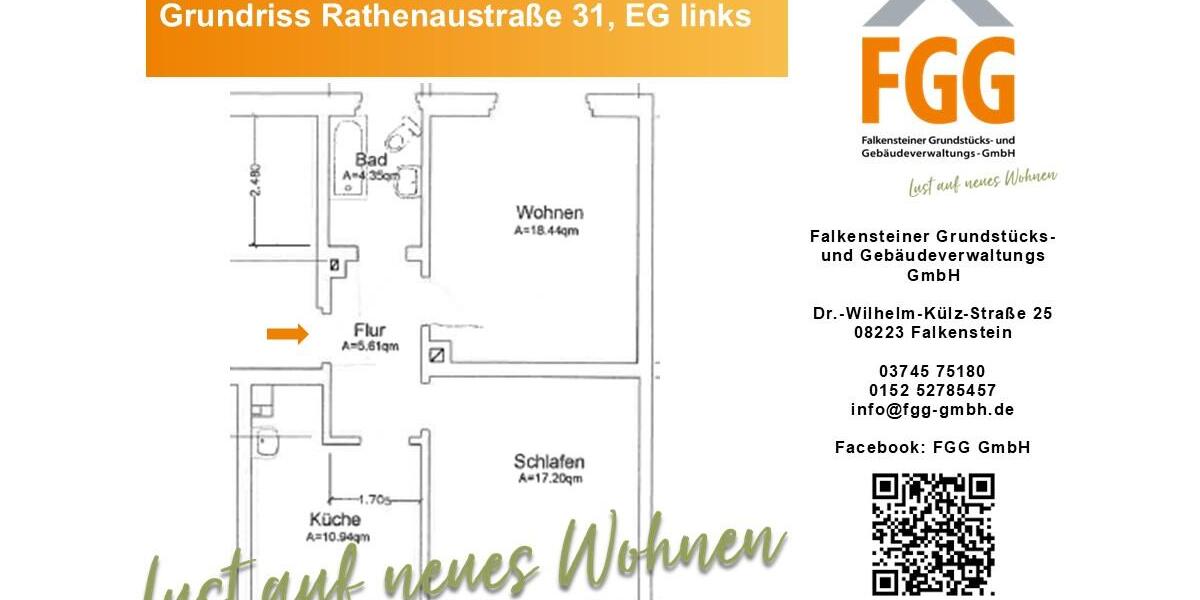 Erdgeschoßwohnung Falkenstein/Vogtland Vogtland - 2 Zimmer, 57 m&sup2;, 310&euro; | Angebot:26339286