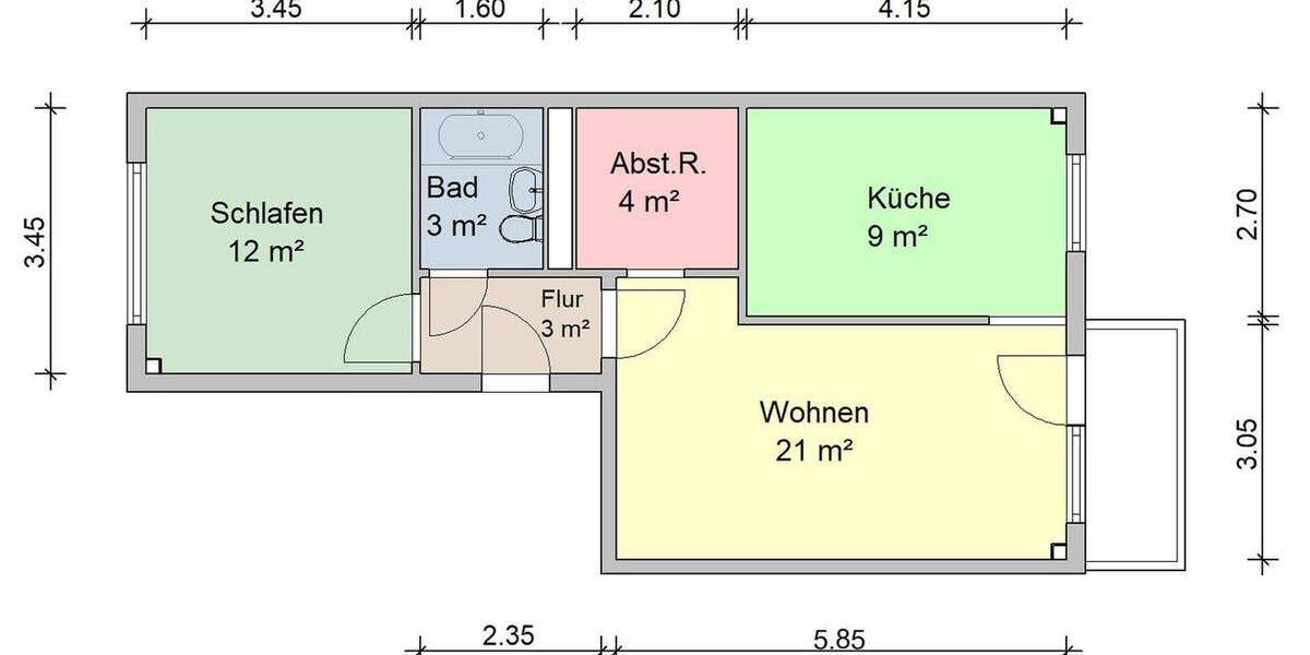 Etagenwohnung Zwickau Eckersbach - 2 Zimmer, 55 m&sup2;, 330&euro; | Angebot:25676710