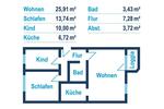 Etagenwohnung Reichenbach im Vogtland - 3 Zimmer, 69 m&sup2;, 400&euro; | Angebot:24397250