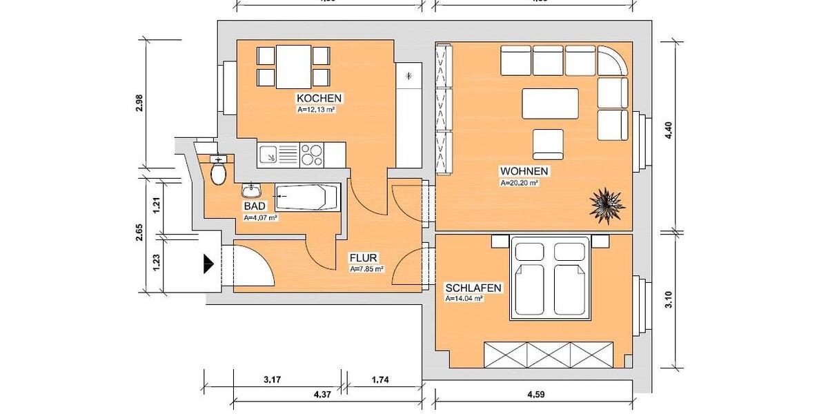 Etagenwohnung Werdau - 2 Zimmer, 60 m&sup2;, 300&euro; | Angebot:24953428
