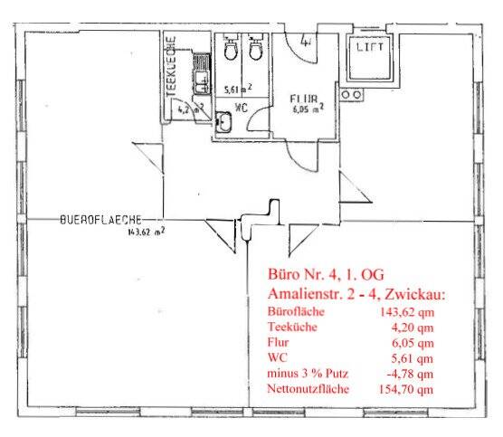 Gewerbeobjekt Zwickau Innenstadt - 4 Zimmer, 143 m&sup2;, 110.000&euro; | Angebot:25707412