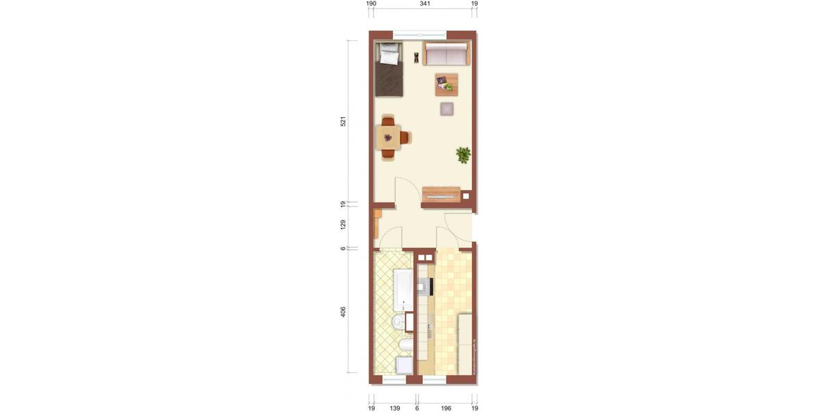 Etagenwohnung Limbach-Oberfrohna Oberfrohna - 1 Zimmer, 35 m&sup2;, 235&euro; | Angebot:25865194