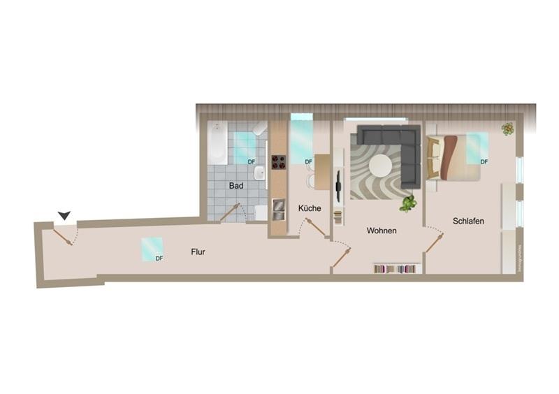 Dachgeschoßwohnung Zwickau - 2 Zimmer, 65 m&sup2;, 300&euro; | Angebot:25921314