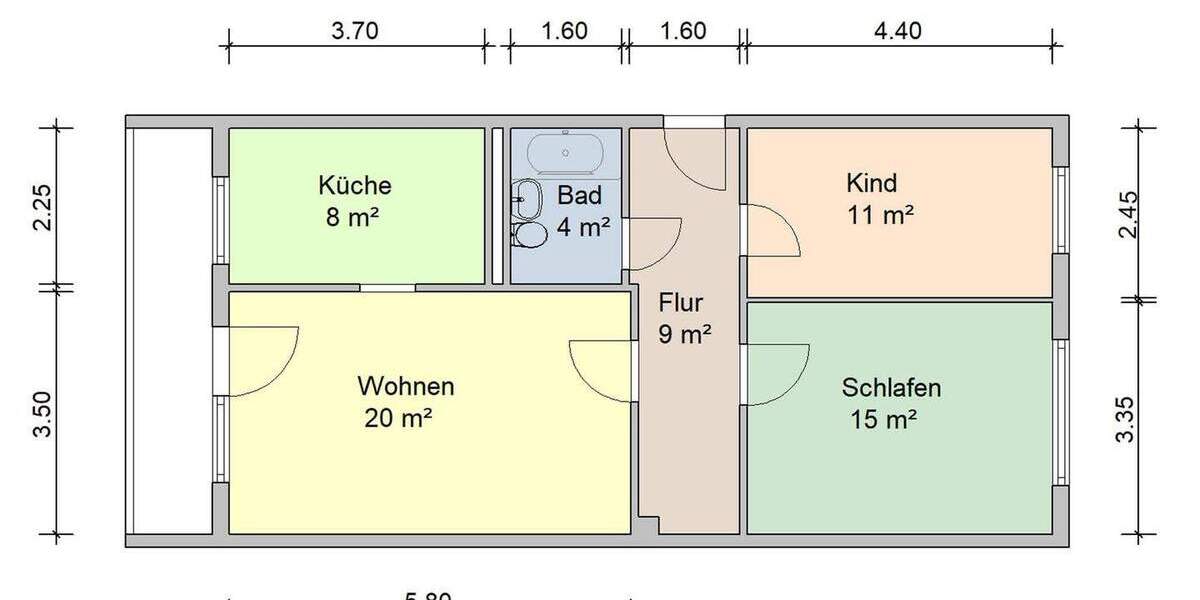 Etagenwohnung Zwickau Eckersbach - 3 Zimmer, 71 m&sup2;, 412&euro; | Angebot:25771300