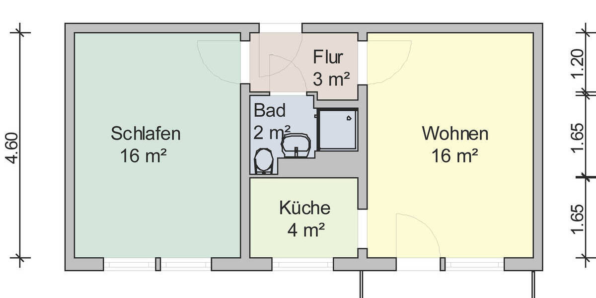 Etagenwohnung Zwickau Eckersbach - 2 Zimmer, 43 m&sup2;, 301&euro; | Angebot:25668568