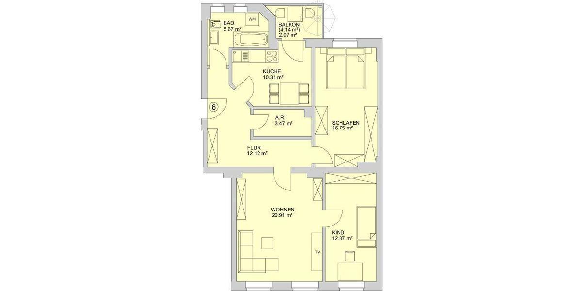 Etagenwohnung Zwickau - 3 Zimmer, 84 m&sup2;, 640&euro; | Angebot:25148242