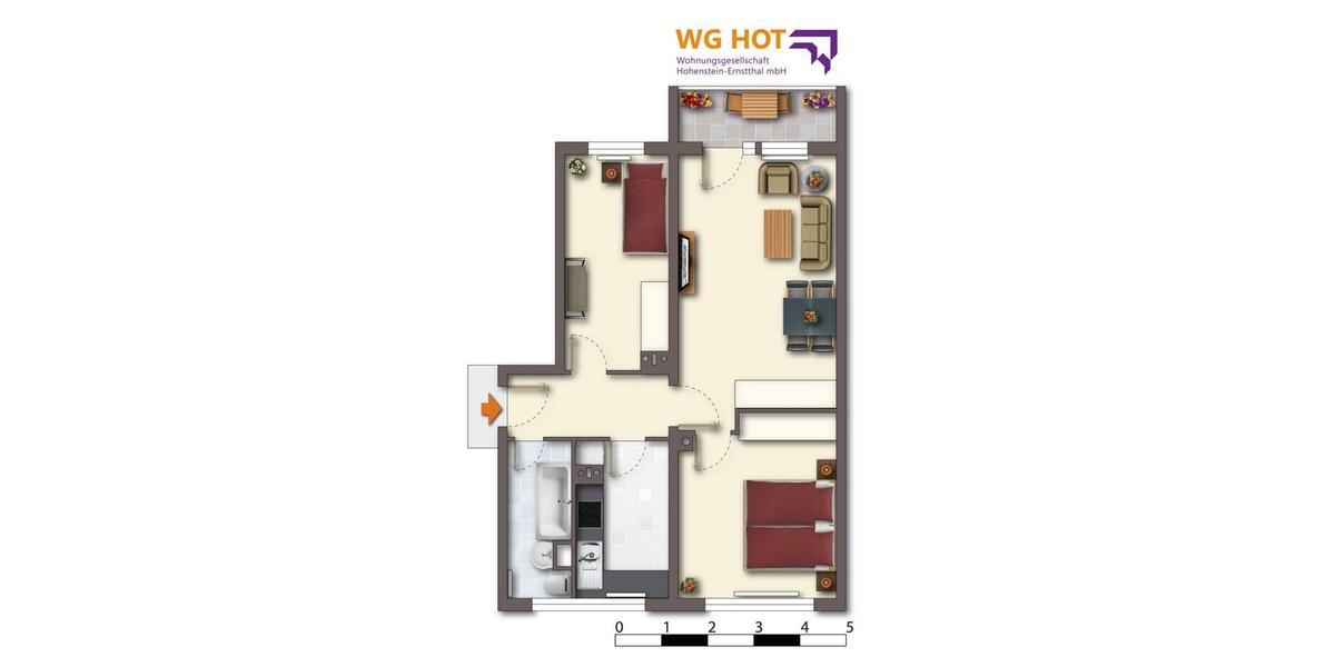 Etagenwohnung Hohenstein-Ernstthal Ernstthal - 3 Zimmer, 59 m&sup2;, 404&euro; | Angebot:24699462