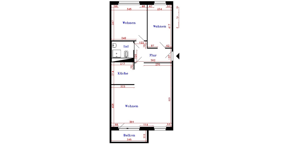 Etagenwohnung Crimmitschau - 3 Zimmer, 69 m&sup2;, 391&euro; | Angebot:20581973