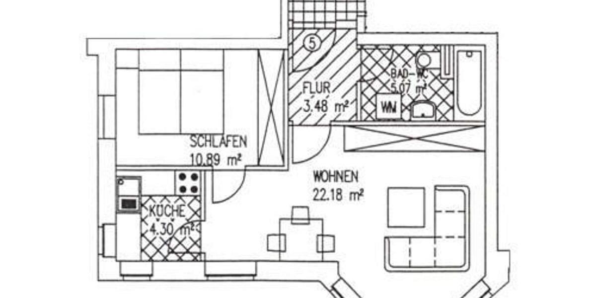 Etagenwohnung Zwickau Zwickau-Nord - 2 Zimmer, 46 m&sup2;, 300&euro; | Angebot:21467681